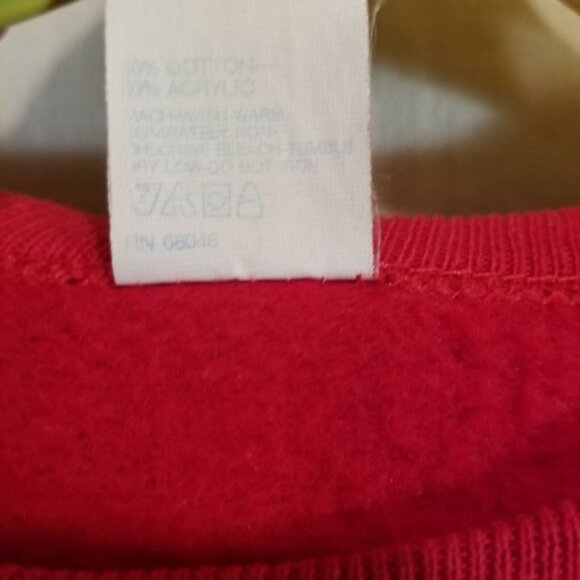 Vintage 80s Tultex Mens Christmas Reindeer Sweatshirt Red Crewneck Sweater - Picture 5 of 7